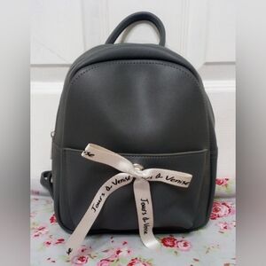 Chic Gray Backpack with Bow Detail